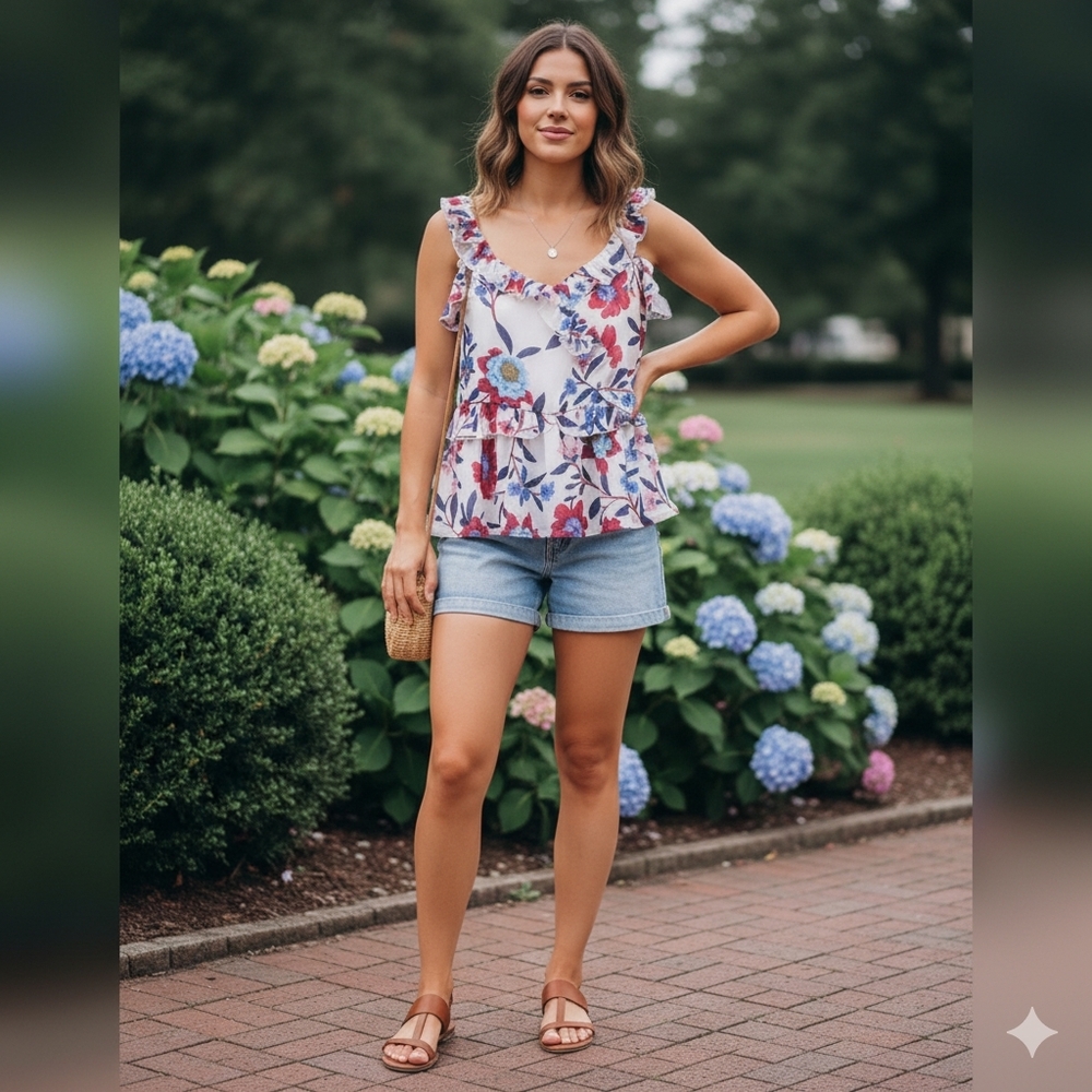 Fench Connection - Floral Ruffle Women Top